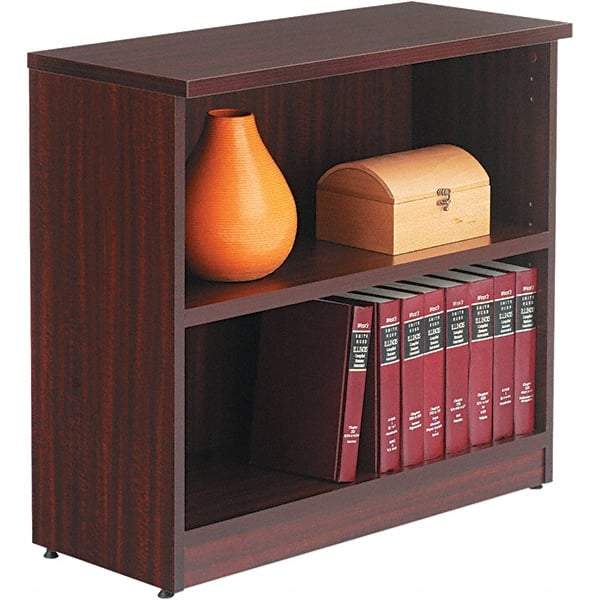 ALERA - 2 Shelf, 29-1/2" High x 31-3/4" Wide Bookcase - 14" Deep, Woodgrain Laminate, Mahogany - Best Tool & Supply