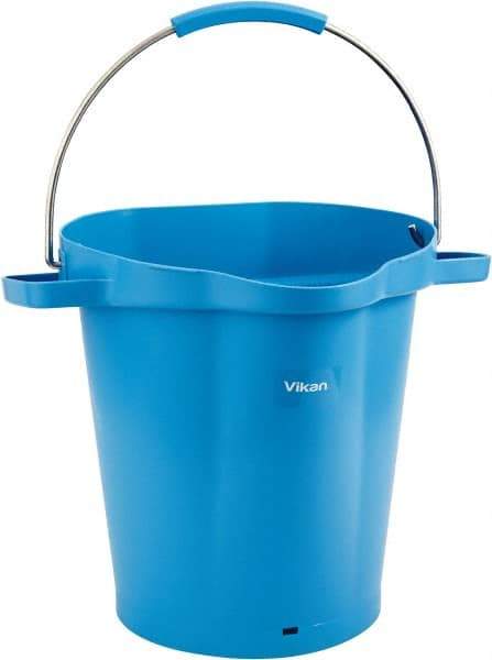 Vikan - 5 Gal, 18" High, Polypropylene Round Blue Single Pail with Pour Spout - Handle Included, 15.4mm Top Length x 18.9" Top Width x 18.9" Top Diam - Best Tool & Supply