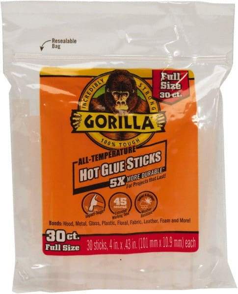 Gorilla Glue - 0.43" Diam, 4" Long, Clear, Hot Melt, Low Melt Glue Stick - Best Tool & Supply