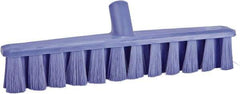 Vikan - 15.25" Fine Particle Polyester Push Broom - 1-7/8" Bristle Length, Plastic Block, European Threaded Handle Connection, Handle Sold Separately - Best Tool & Supply