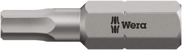 Wera - 1/4" Drive, Tamper Resistant Hex Screwdriver Bit - 1" OAL - Best Tool & Supply