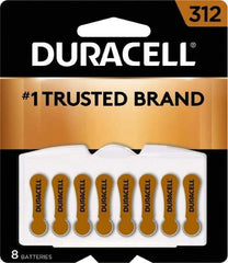 Duracell - Size 312, Zinc Air, 8 Pack, Hearing Aid Battery - 1.4 Volts, Flat Terminal, PR41, ANSI 7002ZD Regulated - Best Tool & Supply