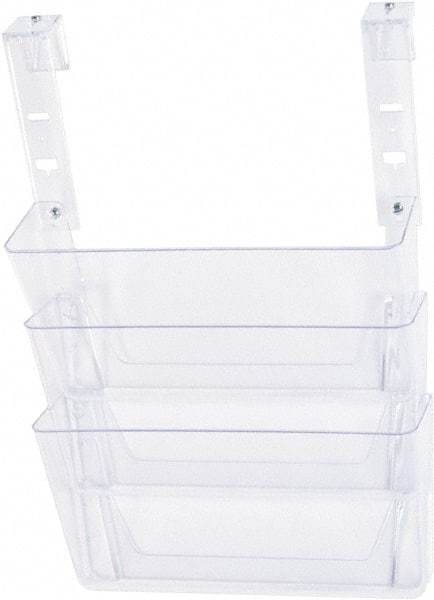 Deflect-o - 13" Wide x 4" Deep x 20" High, 3 Compartments, Plastic Hanging File Folder Racks-Plastic - Clear, 12-3/4" Compartment Width x 3-3/4" Compartment Depth x 6-3/4" Compartment Height - Best Tool & Supply