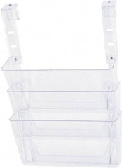 Deflect-o - 13" Wide x 4" Deep x 20" High, 3 Compartments, Plastic Hanging File Folder Racks-Plastic - Clear, 12-3/4" Compartment Width x 3-3/4" Compartment Depth x 6-3/4" Compartment Height - Best Tool & Supply