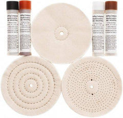 Value Collection - 6" Diam Loose Sewn, Cushion Sewn Buffing Wheel Set - 1/2" Arbor Hole - Best Tool & Supply