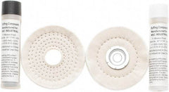 Value Collection - 4" Diam Loose Sewn, Cushion Sewn Buffing Wheel Set - 1/2" Arbor Hole - Best Tool & Supply