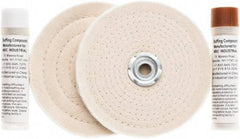 Value Collection - 6" Diam Cushion Sewn, Spiral Sewn Buffing Wheel Set - 1/2 & 7/8" Arbor Hole - Best Tool & Supply