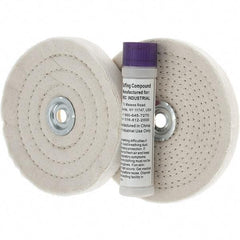 Value Collection - 6" Diam Cushion Sewn, Spiral Sewn Buffing Wheel Set - 1/2 & 7/8" Arbor Hole - Best Tool & Supply