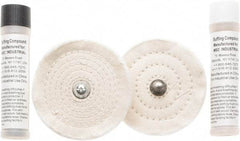 Value Collection - 4" Diam Cushion Sewn, Spiral Sewn Buffing Wheel Set - 1/2" Arbor Hole - Best Tool & Supply