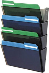 Deflect-o - 13" Wide x 7" High x 4" Deep Plastic Wall File - 4 Compartments, Smoke - Best Tool & Supply