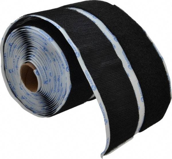 VELCRO Brand - 2" Wide x 5 Yd Long Adhesive Backed Hook & Loop Roll - Continuous Roll, Black - Best Tool & Supply