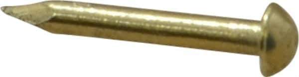 Made in USA - 16 Gauge, 1/2" OAL Escutcheon Pin Nails - Smooth Shank, Brass, Bright Finish - Best Tool & Supply