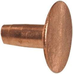 Made in USA - #10 Wire Body Diam, Flat Copper Belt Rivet with Washer - 3/8" Length Under Head, 7/16" Head Diam - Best Tool & Supply