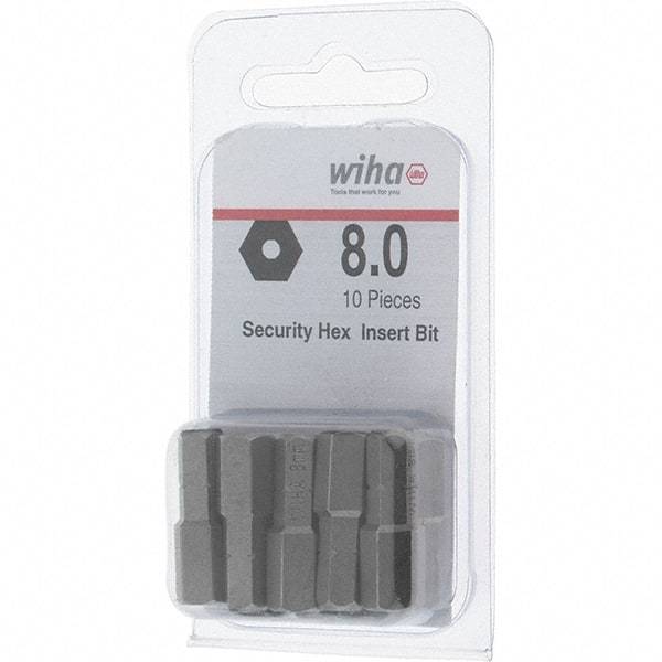 Wiha - 8mm Hex Screwdriver Bit - 1/4" Drive, 1" OAL - Best Tool & Supply