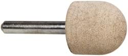 Cratex - 1" Head Diam x 1" Thickness, A21, Ball Nose End, Aluminum Oxide Mounted Point - Fine Grade, 120 Grit, 21,000 RPM - Best Tool & Supply