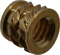 E-Z LOK - #2-56, 0.118" Small to 0.123" Large End Hole Diam, Brass Single Vane Tapered Hole Threaded Insert - 0.136" Insert, 0.122" Pilot Diam, 0.115" OAL, 0.08" Min Wall Thickness - Best Tool & Supply