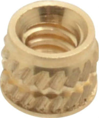E-Z LOK - #4-40, 0.153" Small to 0.159" Large End Hole Diam, Brass Single Vane Tapered Hole Threaded Insert - 0.172" Insert, 0.157" Pilot Diam, 0.135" OAL, 0.093" Min Wall Thickness - Best Tool & Supply