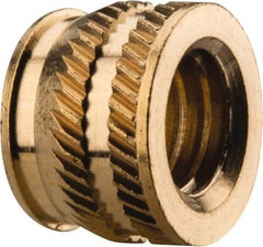 E-Z LOK - 5/16-18, 0.431" Small to 0.448" Large End Hole Diam, Brass Single Vane Tapered Hole Threaded Insert - 15/32" Insert, 0.439" Pilot Diam, 0.335" OAL, 0.245" Min Wall Thickness - Best Tool & Supply