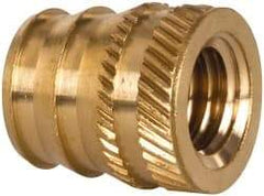 E-Z LOK - 3/8-16, 0.488" Small to 0.54" Large End Hole Diam, Brass Double Vane Tapered Hole Threaded Insert - 9/16" Insert, 0.493" Pilot Diam, 5/8" OAL, 0.293" Min Wall Thickness - Best Tool & Supply