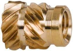 E-Z LOK - #4 40 UNC, 0.181" Diam, Brass Unheaded Heat Installed Threaded Insert - 0.157" Hole, 0.226" OAL, 0.181" Head Diam - Best Tool & Supply