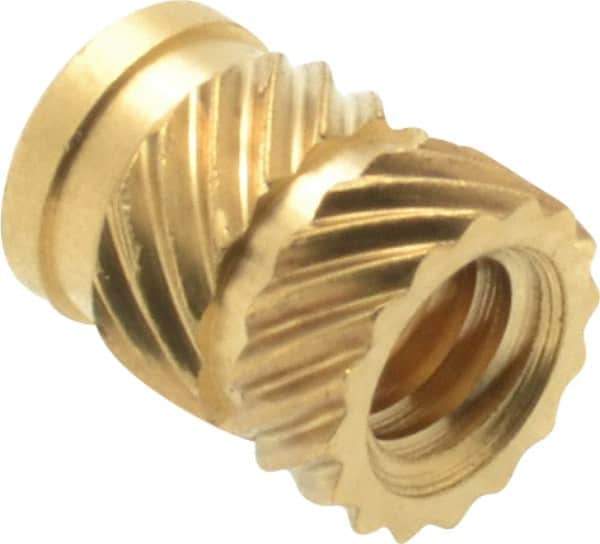 E-Z LOK - #8 32 UNC, 1/4" Diam, Brass Unheaded Heat Installed Threaded Insert - 0.22" Hole, 0.321" OAL, 1/4" Head Diam - Best Tool & Supply