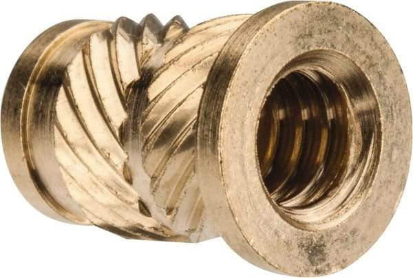 E-Z LOK - #10 24 UNC, 0.278" Diam, Brass Headed Heat Installed Threaded Insert - 1/4" Hole, 0.418" OAL x 0.04" High, 5/16" Head Diam - Best Tool & Supply