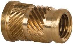 E-Z LOK - 1/4 28 UNF, 0.341" Diam, Brass Headed Heat Installed Threaded Insert - 0.315" Hole, 0.553" OAL x 0.05" High, 3/8" Head Diam - Best Tool & Supply