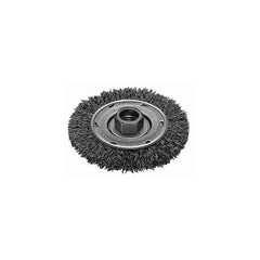 Wheel Brush: 4″ Wheel Dia, Crimped 5/8″ Hole, Steel, 12,000 RPM