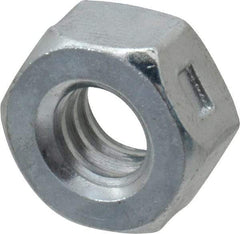 Value Collection - 1/4-20 UNC Grade 2 Two Way Lock Nut with Distorted Thread - 7/16" Width Across Flats, 7/32" High, Zinc-Plated Finish - Best Tool & Supply