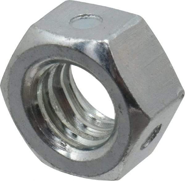 Value Collection - 5/16-18 UNC Grade 2 Two Way Lock Nut with Distorted Thread - 1/2" Width Across Flats, 17/64" High, Zinc-Plated Finish - Best Tool & Supply