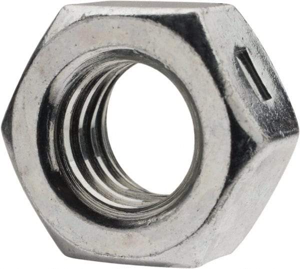 Value Collection - 7/16-14 UNC Grade 2 Two Way Lock Nut with Distorted Thread - 11/16" Width Across Flats, 3/8" High, Zinc-Plated Finish - Best Tool & Supply