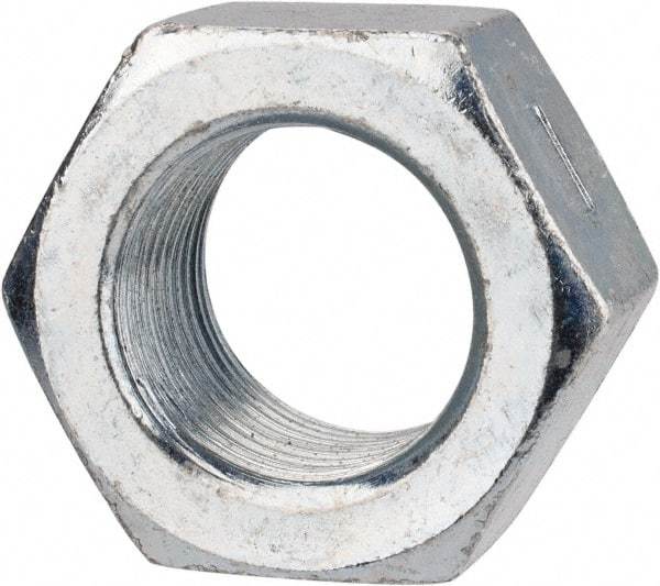 Value Collection - 7/8-14 UNF Grade 2 Two Way Lock Nut with Distorted Thread - 1-5/16" Width Across Flats, 3/4" High, Zinc-Plated Finish - Best Tool & Supply