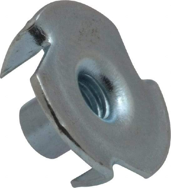 Value Collection - #10-24 Zinc-Plated Steel Standard Tee Nut - 5/16" Barrel Length, 3/4" Flange Diam, 3 Prongs - Best Tool & Supply