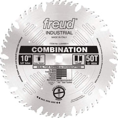 Freud - 10" Diam, 5/8" Arbor Hole Diam, 50 Tooth Wet & Dry Cut Saw Blade - Carbide-Tipped, Standard Round Arbor - Best Tool & Supply