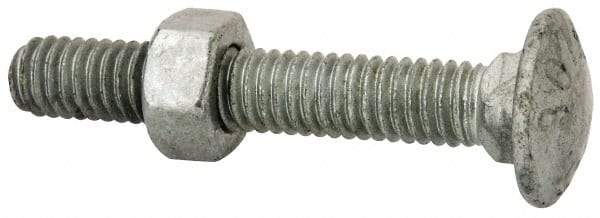 Value Collection - 5/16-18 UNC 2" Length Under Head, Standard Square Neck, Carriage Bolt - 1006-1050 Steel, Galvanized Zinc-Plated Finish - Best Tool & Supply