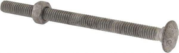 Value Collection - 5/16-18 UNC 4-1/2" Length Under Head, Standard Square Neck, Carriage Bolt - 1006-1050 Steel, Galvanized Zinc-Plated Finish - Best Tool & Supply