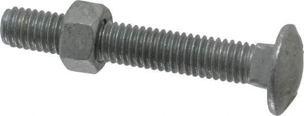 Value Collection - 3/8-16 UNC 2-1/2" Length Under Head, Standard Square Neck, Carriage Bolt - 1006-1050 Steel, Galvanized Zinc-Plated Finish - Best Tool & Supply