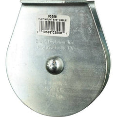 Block Division - 1, 550 Lbs. Load Limit, Flat Standard Block - Upright Mount, Single Sheave, 3-1/2 Inch Outside Diameter, Wire Rope, 5/16 Inch Diameter, Eye, 1-3/16 Inch Inside Diameter, Carbon Steel, Zinc Plated Finish - Best Tool & Supply