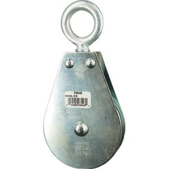 Block Division - 1, 550 Lbs. Load Limit, Swivel Eye Standard Block - Single Sheave, 3-1/2 Inch Outside Diameter, Wire Rope, 5/16 Inch Diameter, Eye, 1-3/16 Inch Inside Diameter, Carbon Steel, Zinc Plated Finish - Best Tool & Supply