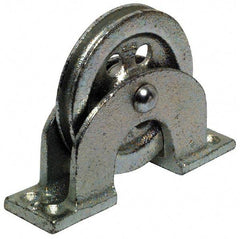 Value Collection - Single Open Upright Mount Guidance Pulley - Sheave, 4-1/2 Inch Outside Diameter, Wire Rope, 3/8 Inch Diameter, 0.235 Inch to 0.246 Inch Mounting Hole Diameter Iron, Galvanized Finish - Best Tool & Supply