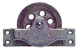 Value Collection - Single Open Side Mount Guidance Pulley - Sheave, 4-1/2 Inch Outside Diameter, Wire Rope, 3/8 Inch Diameter, 0.235 Inch to 0.246 Inch Mounting Hole Diameter Iron, Galvanized Finish - Best Tool & Supply