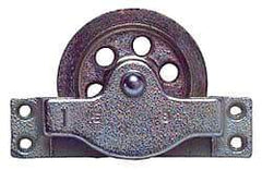 Value Collection - Single Open Side Mount Guidance Pulley - Sheave, 3-1/4 Inch Outside Diameter, Wire Rope, 1/4 Inch Diameter, 0.209 Inch to 0.22 Inch Mounting Hole Diameter Iron, Galvanized Finish - Best Tool & Supply