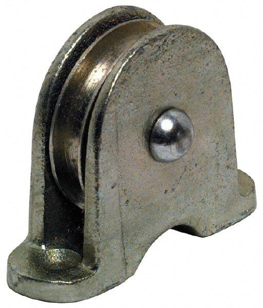 Value Collection - Single Closed Upright Mount Guidance Pulley - Sheave, 2 Inch Outside Diameter, Wire Rope, 1/4 Inch Diameter, 0.209 Inch to 0.22 Inch Mounting Hole Diameter Iron, Galvanized Finish - Best Tool & Supply