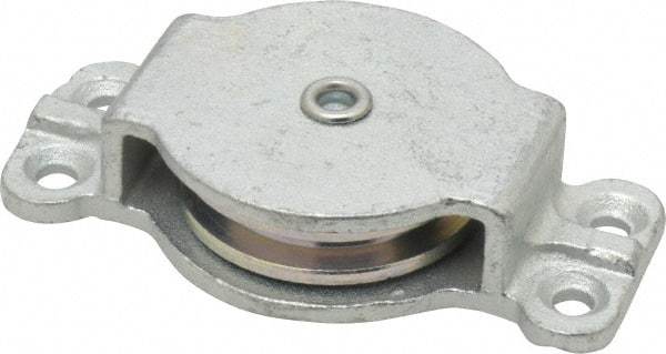 Value Collection - Single Closed Side Mount Guidance Pulley - Sheave, 2 Inch Outside Diameter, Wire Rope, 1/4 Inch Diameter, 0.209 Inch to 0.22 Inch Mounting Hole Diameter Iron, Galvanized Finish - Best Tool & Supply