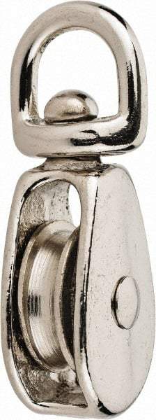 Value Collection - Swivel Eye Single Sheave Pulley - Sheave, 1 Inch Outside Diameter, Fibrous Rope, 1/4 Inch Diameter, Gray Iron, Zinc Plated Finish - Best Tool & Supply