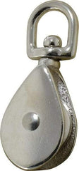 Value Collection - Swivel Eye Single Sheave Pulley - Sheave, 1-1/2 Inch Outside Diameter, Fibrous Rope, 5/16 Inch Diameter, Gray Iron, Zinc Plated Finish - Best Tool & Supply