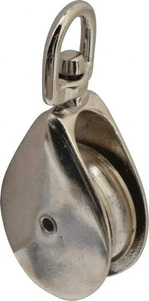 Value Collection - Swivel Eye Single Sheave Pulley - Sheave, 2 Inch Outside Diameter, Fibrous Rope, 7/16 Inch Diameter, Gray Iron, Zinc Plated Finish - Best Tool & Supply