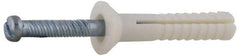 Value Collection - 1/4" Diam, 1/4" Drill, 1-1/2" OAL, Hammer Drive Concrete Anchor - Nylon, Zinc-Plated Finish, Flat Head - Best Tool & Supply