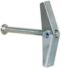 Value Collection - 3/16" Screw, 3/16" Diam, 2" Long, Toggle Bolt Drywall & Hollow Wall Anchor - 3/16" Drill, Zinc Plated, Steel, Use in Concrete, & Masonry, Hollow Tile, Plaster & Wallboard - Best Tool & Supply