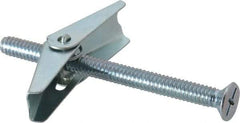 Value Collection - 1/4" Screw, 1/4" Diam, 3" Long, Toggle Bolt Drywall & Hollow Wall Anchor - 1/4" Drill, Zinc Plated, Steel, Use in Concrete, & Masonry, Hollow Tile, Plaster & Wallboard - Best Tool & Supply